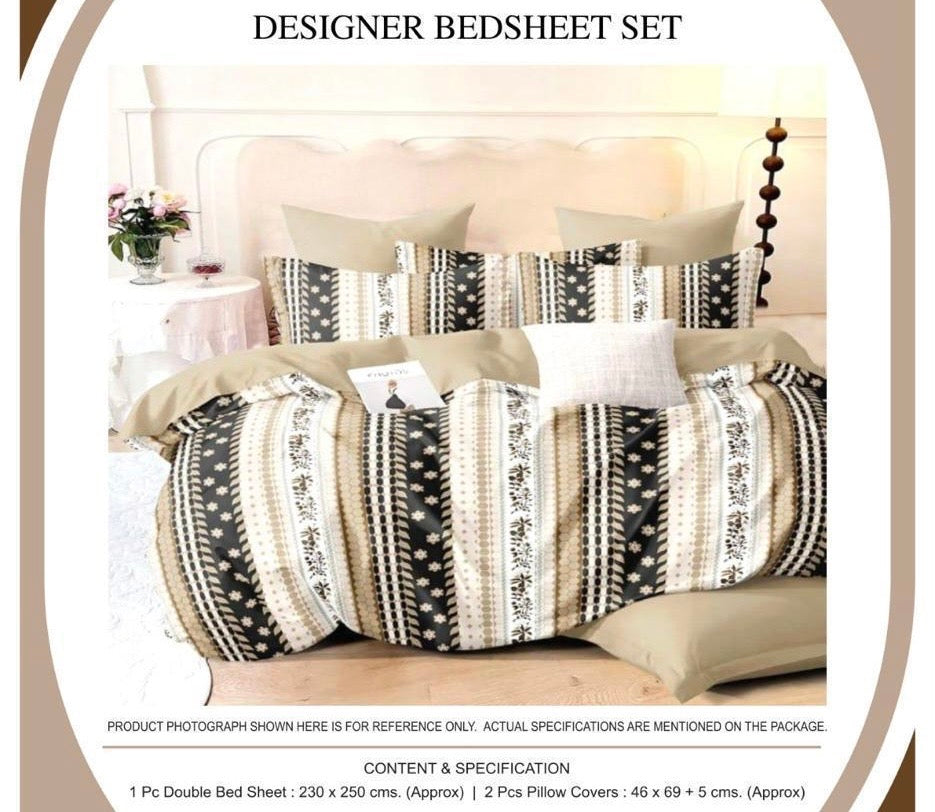 Boho-Inspired Ethnic Stripe Designer Bedsheet Set | 1 Double Bedsheet + 2 Pillow Covers