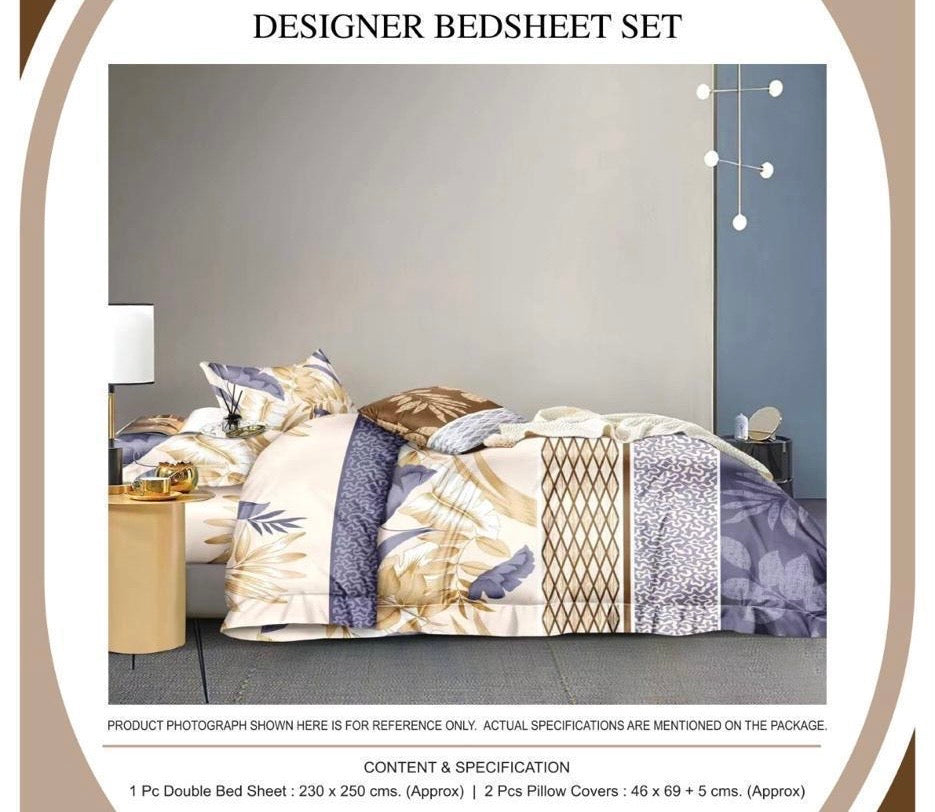 Tropical Fusion Multi-Pattern Designer Bedsheet Set | 1 Double Bedsheet + 2 Pillow Covers