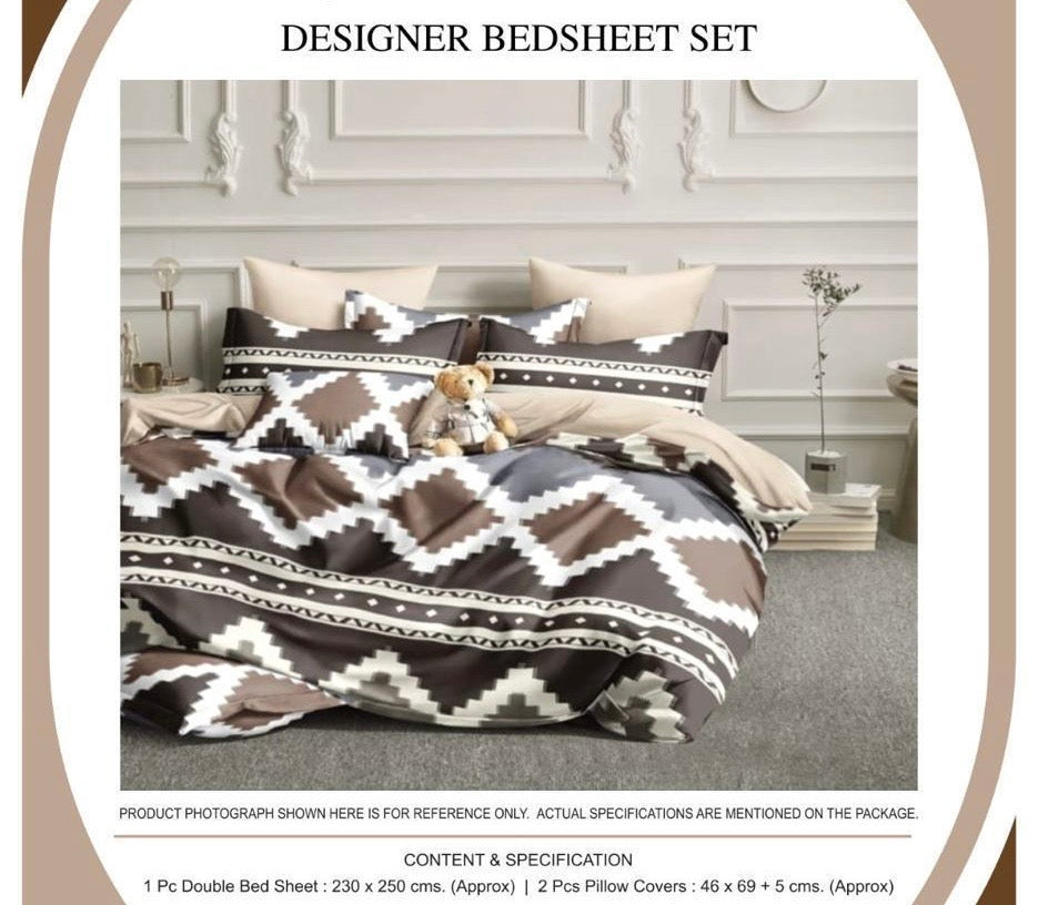 Tribal Luxe Designer Bedsheet Set | 1 Double Bedsheet + 2 Pillow Covers