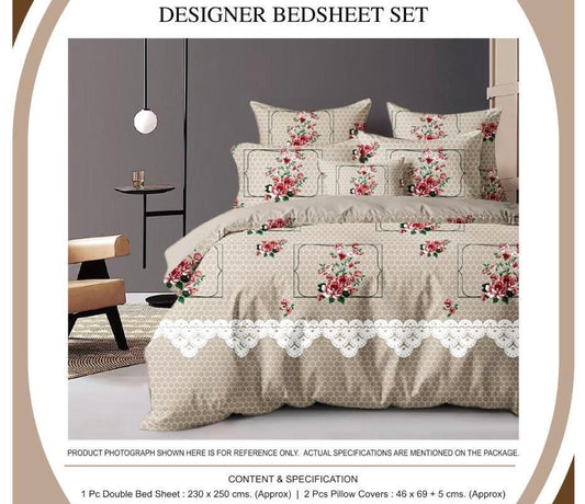 Elegant Floral Lace Designer Bedsheet Set – Double Bed with 2 Pillow Covers