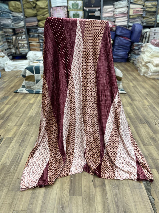 Vintage Maroon Mosaic Towel – Geometric Art in Burgundy & Beige