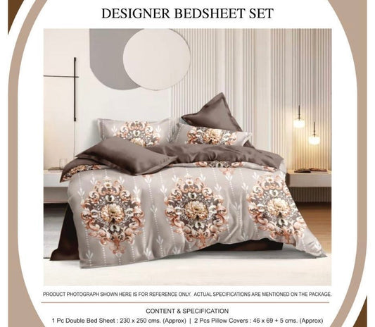 Regal Medallion Designer Bedsheet Set | 1 Double Bedsheet + 2 Pillow Covers