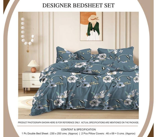 Floral Breeze Designer Bedsheet Set | 1 Double Bedsheet + 2 Pillow Covers