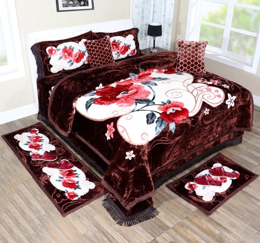 Crimson Elegance Velvet Bedding Set – 10 PCS