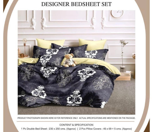 Royal Elegance Designer Bedsheet Set | 1 Double Bedsheet + 2 Pillow Covers