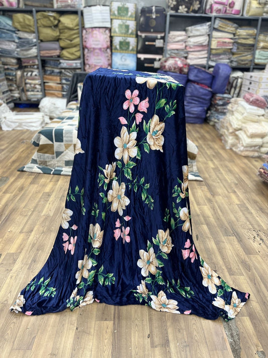 Midnight Garden Velvet Towel – Navy Bloom Edition
