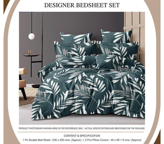 Botanical Breeze Designer Bedsheet Set | 1 Double Bedsheet + 2 Pillow Covers